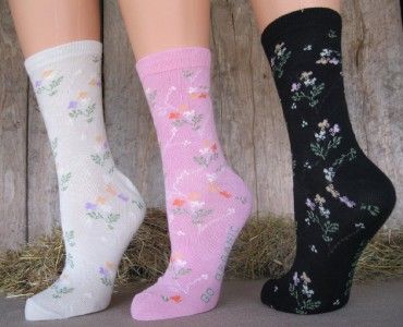 3Pr Eco Friendly Organic Cotton WISPY FLORAL Socks 9 11  