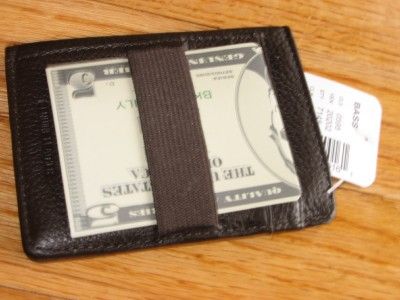 Bass front Pocket Money Clip/Band Leather Wallet,black  