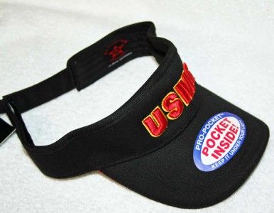 USMC Deluxe Visor Cap Hat 3D Logo Security Pocket NWT  