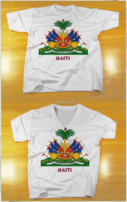 Haiti COUNTRY COAT OF ARMS FLAG Haitian EMBLEM TSHIRT  