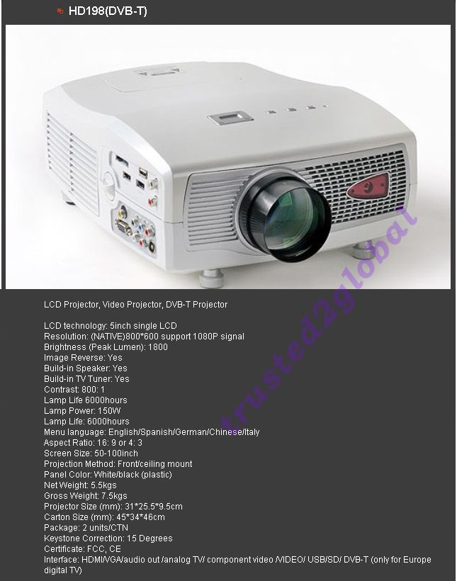   Projector 1080p for Home Cinema/Theater & Games Consoles +USB+SD +HDMI