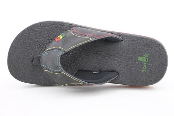 Sanuk Fault Line Irie Mens SZ 7 Black Open Toe Shoes  