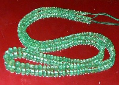 HIGH GRADE GEEN COLOMBIAN EMERALD BEADS STRAND 43.4ct  