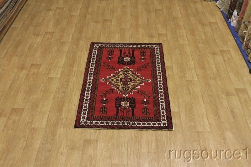 50 YEARS OLD ANTIQUE RED 4X6 BALOUCH PERSIAN ORIENTAL AREA RUG WOOL 