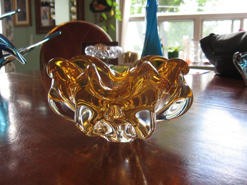 30 A nice blown glass murano BOWL VASE yellow  