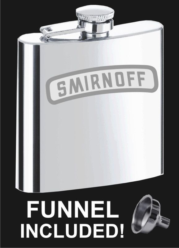 Smirnoff Vodka Stainless Steel Liquor Flask Brand New  