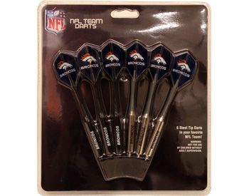 Set of 6 NFL Denver BRONCOS Steel Tip Darts & Flights  