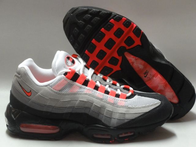 Nike Air Max 95 Solar Red Grey Sneakers Mens Sz 8  