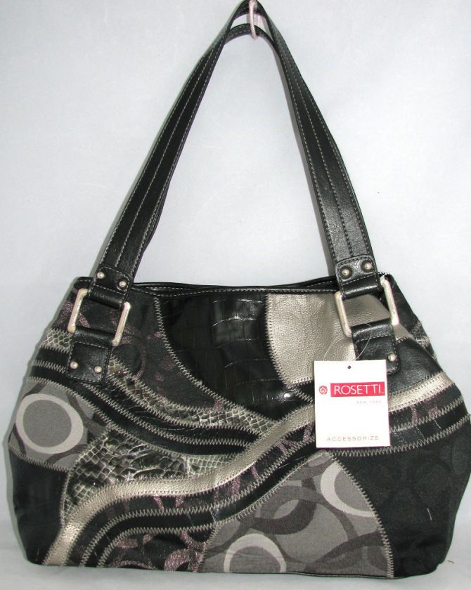 ROSETTI BLACK MULTI PATCHWORK TOTE, HOBO, HANDBAG NEW  