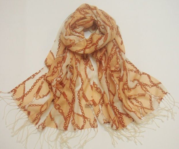 Peaches & Cream 100% Wool Printed Pashmina Shawl Wrap Scarf  