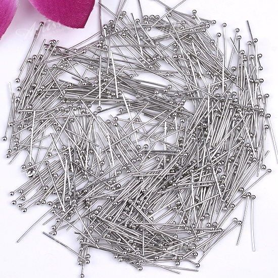 1000 Pcs Silver tone Ball Head Bulk Pin Needle 20mm  