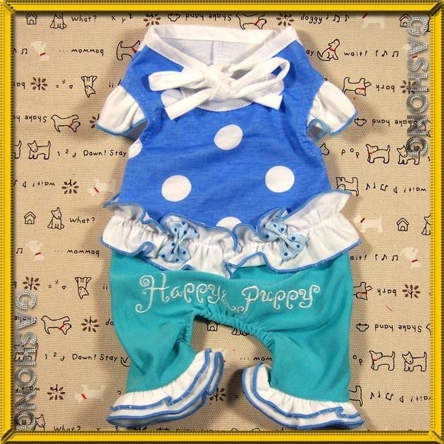 Dog Clothes G175,All in One Suit Pierrot Costume dots  