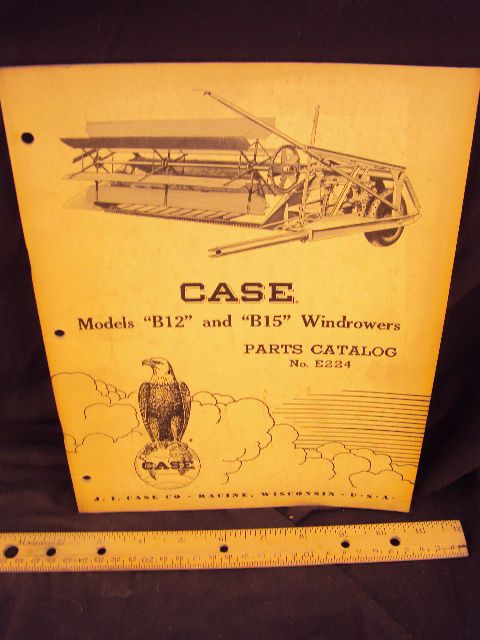 1957 CASE Model B12 + B15 Windrower Parts Manual ~ORIG  