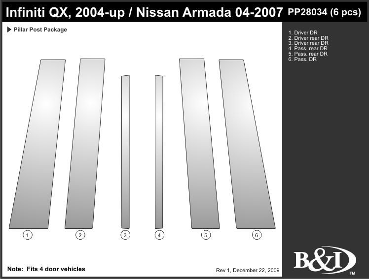 Infiniti QX56 2004 2010 Nissan Armada 2005 2010 Chrome Stainless 