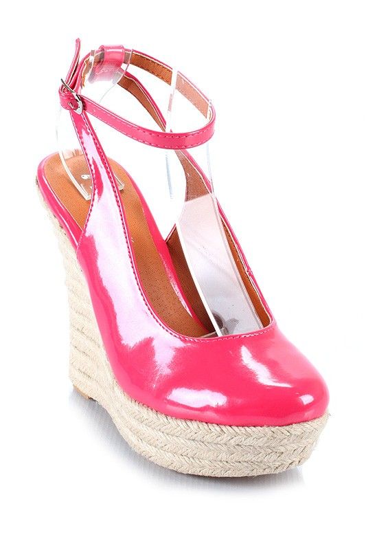 Fahrenheit Fuschia Patent Round Toe Wedge Rai 13  