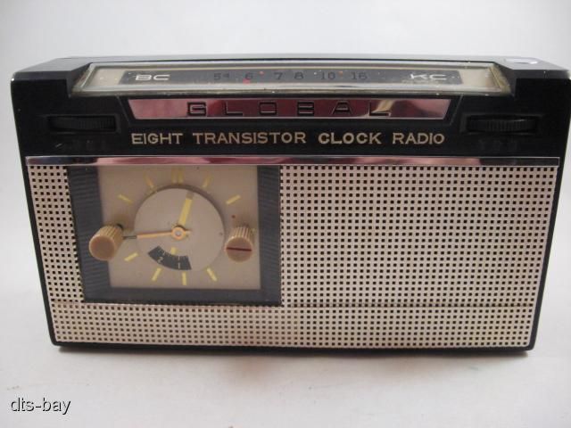 RARE WORKING VINTAGE GLOBAL GRC 715 TRANSISTOR CLOCK RADIO  