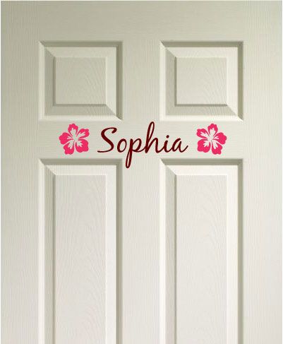 DOOR DECOR Custom Name w/ Flower   Wall Decal Kids Room  