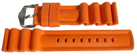 22mm Hirsch EXTREME Orange Caoutchouc Natural Rubber Watch Band Strap