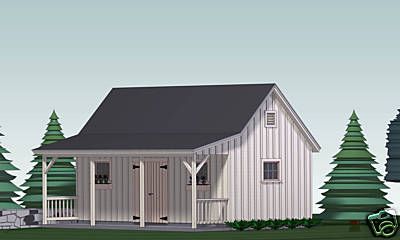 SHED PLANS BLUEPRINTS 12 ft x 24 ft WITH PORCH  