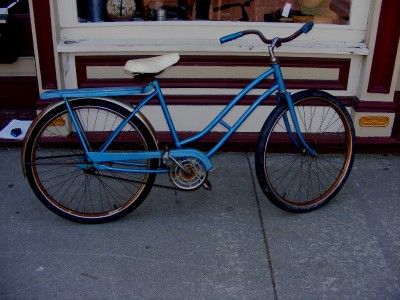 Vintage Women Ladies WESTERN FLYER Blue Bike Bicycle w Mesinger Gel 