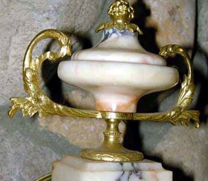 Portico Clock Whose Case Is Made From Marble & Ormolu  