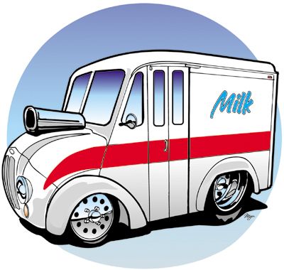 MILK DELIVERY TRUCK CARTOON TSHIRT 4349 dairy farm cows  