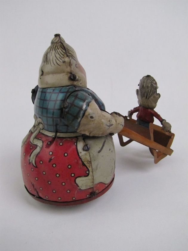 Rare Niffty Powerful Katrinka Wheelbarrow Wind up Toy  