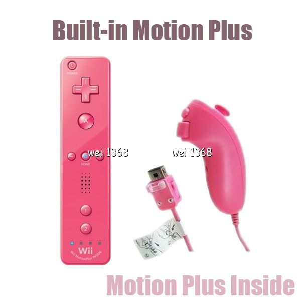   in Motion Plus Inside Remote + Nunchuck Controller For Wii Pink  