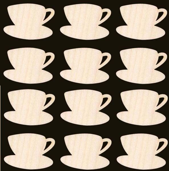 Tea Cup & Saucer BUY THE DOZEN Craft Wood #308 2.75  